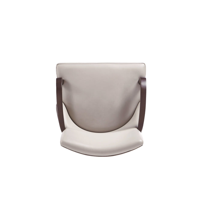 Manhattan Comfort Shubert Modern Faux Leather & Velvet Dining Armchair - Light Grey