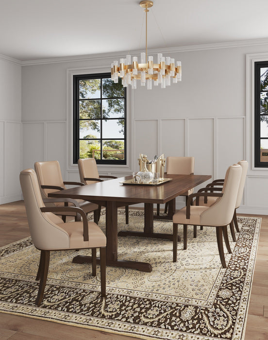 Manhattan Comfort Shubert Modern Faux Leather & Velvet Dining Chair - Tan