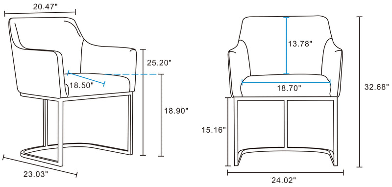 Manhattan Comfort Modern Serena Dining Chair Upholstered Leatherette with Steel Legs - Cream