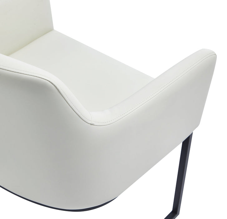 Manhattan Comfort Modern Serena Dining Chair Upholstered Leatherette with Steel Legs - Cream