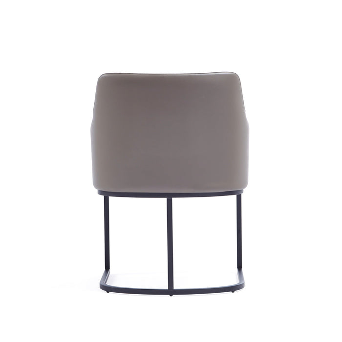 Manhattan Comfort Modern Serena Dining Armchair Upholstered Leatherette with Steel Legs - Grey