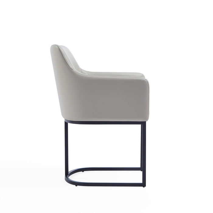 Manhattan Comfort Modern Serena Dining Armchair Upholstered Leatherette with Steel Legs - Light Grey