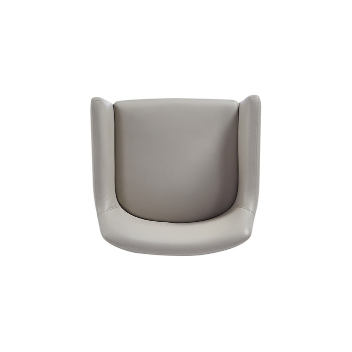 Manhattan Comfort Modern Serena Dining Armchair Upholstered Leatherette with Steel Legs - Light Grey