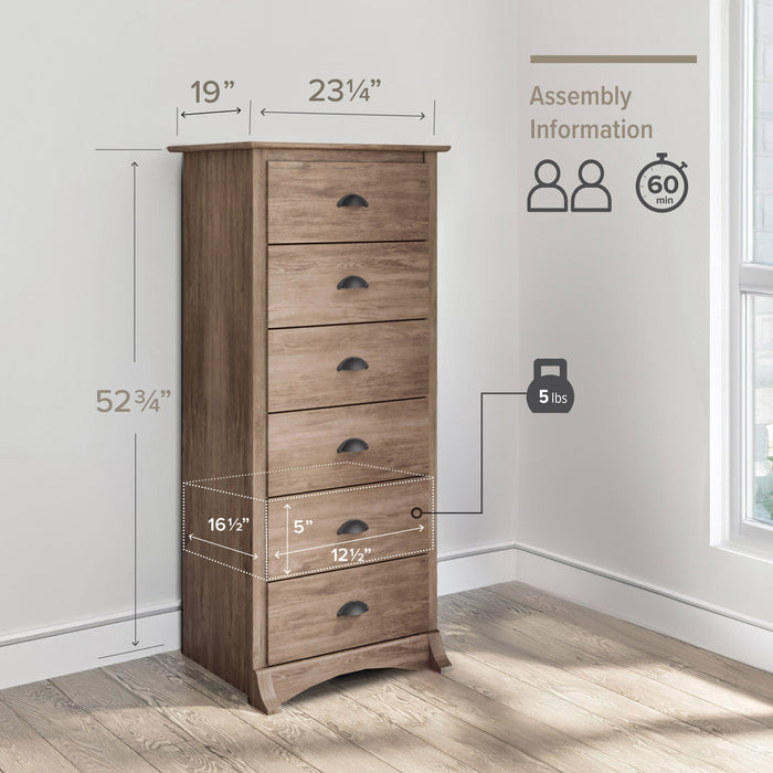 Salt Spring Tall 6-Drawer Chest - Drifted Grey