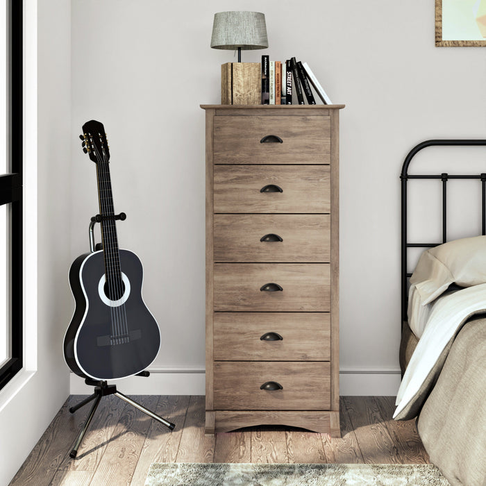 Salt Spring Tall 6-Drawer Chest - Drifted Grey