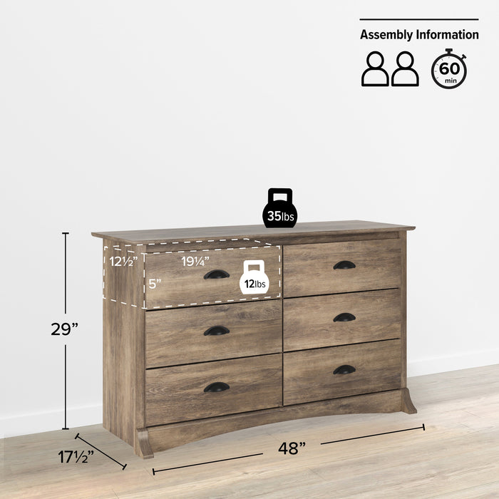 Salt Spring Kids 6-Drawer Dresser - Drifted Grey