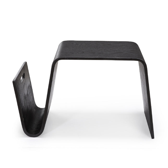 Manhattan Comfort Brookside 25.6\" Rectangle Plywood & Ash Veneer End Table - Black
