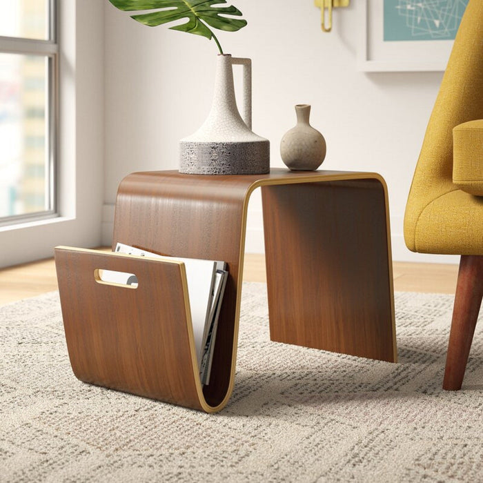 Manhattan Comfort Brookside 25.6\" Rectangle Plywood & Ash Veneer End Table - Walnut