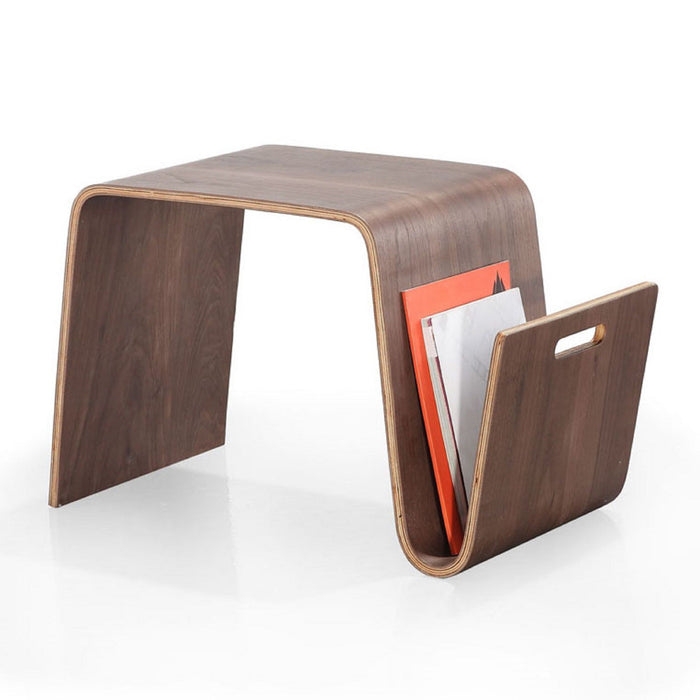 Manhattan Comfort Brookside 25.6\" Rectangle Plywood & Ash Veneer End Table - Walnut