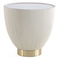 Manhattan Comfort Modern Anderson End Table 2.0 Upholstered Leatherette with Ceramic Faux Marble Tab