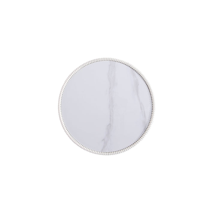 Manhattan Comfort Modern Anderson End Table 2.0 Upholstered Leatherette with Ceramic Faux Marble Tab