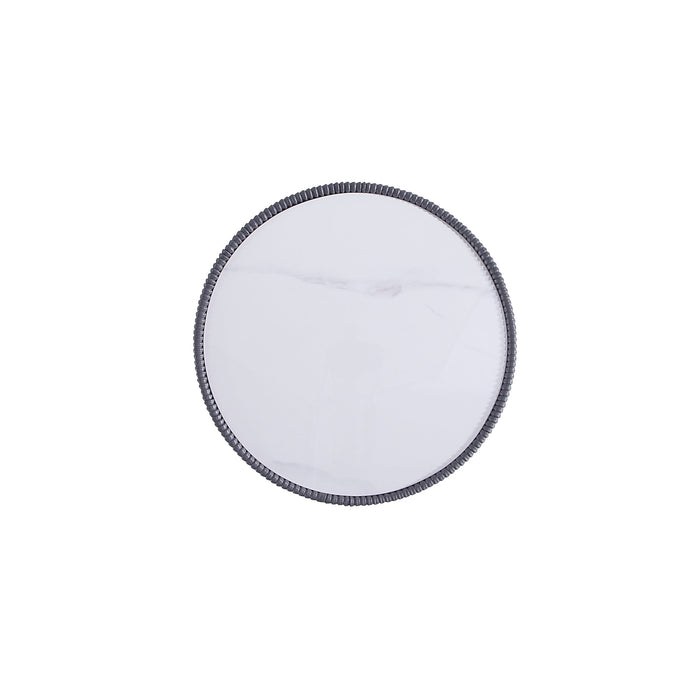 Manhattan Comfort Modern Anderson End Table 2.0 Upholstered Leatherette with Ceramic Faux Marble Tab