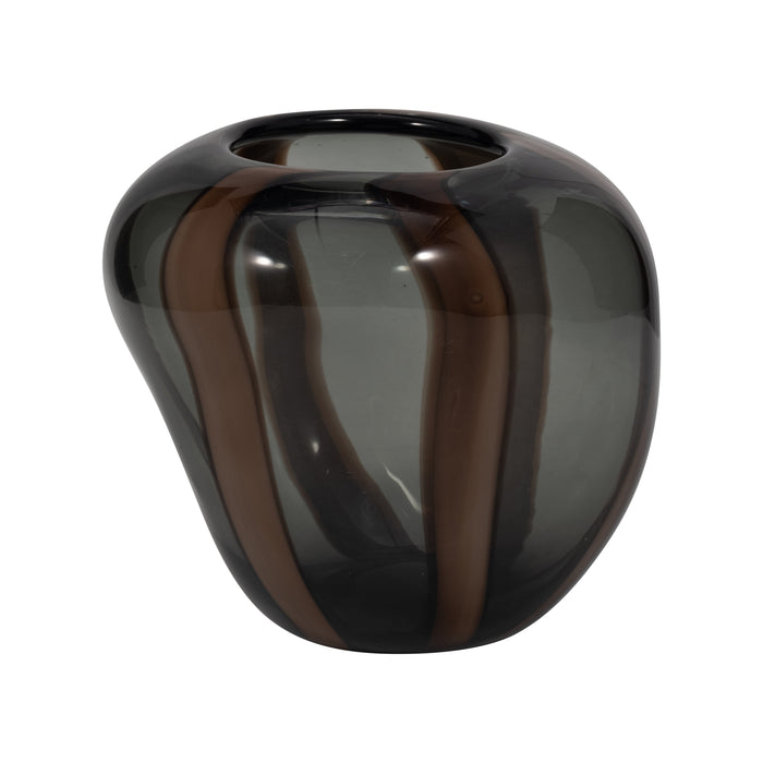 7\" Bayle Small Striped Glass Vase - Brown 