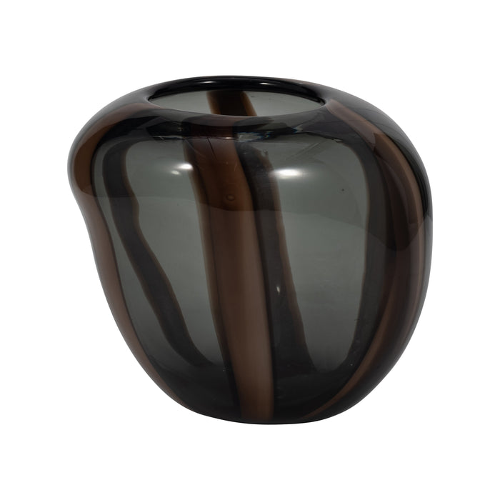 7\" Bayle Small Striped Glass Vase - Brown 