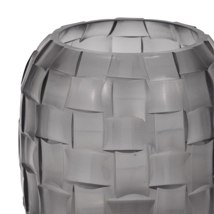 Jordan Glass 6\" Woven Finish Vase - Grey 