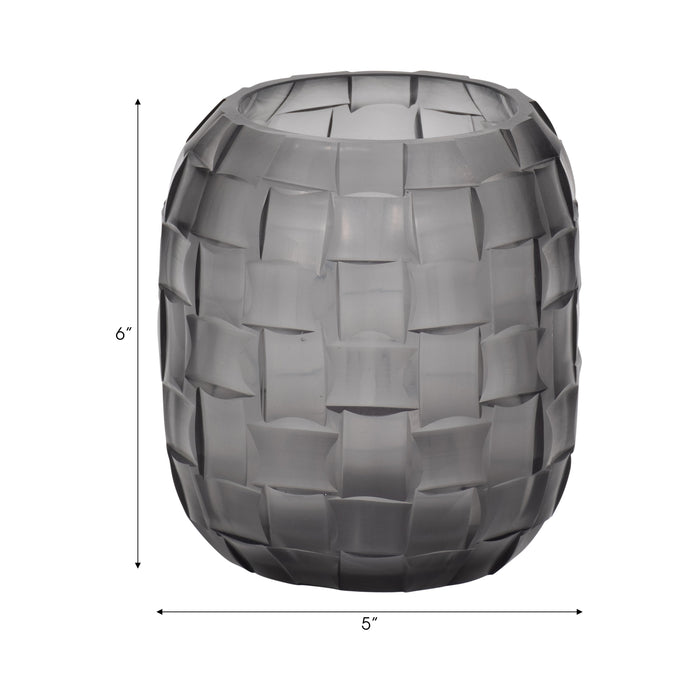 Jordan Glass 6\" Woven Finish Vase - Grey 