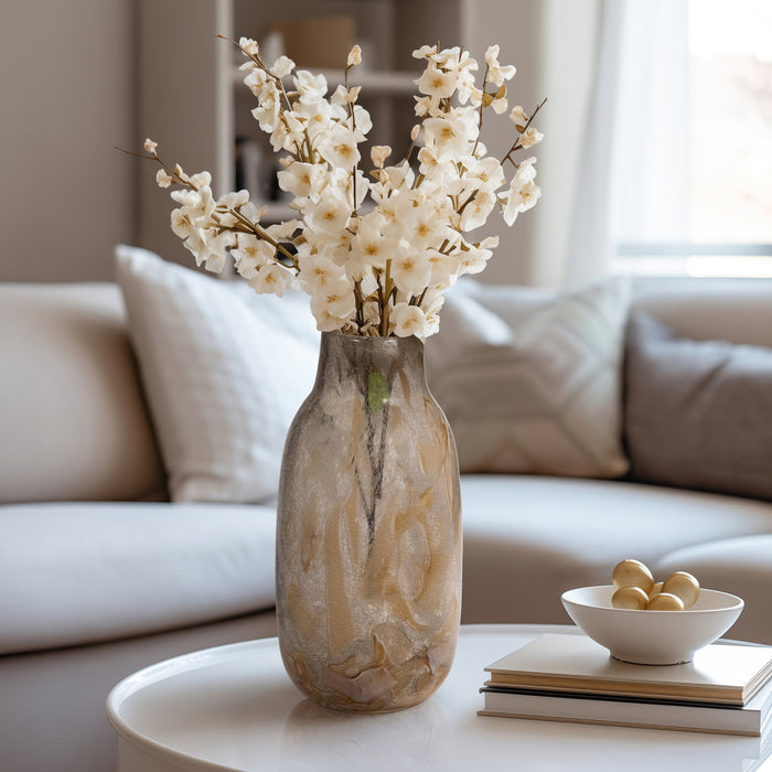 13\" Foley Small Glass Vase - Ivory 