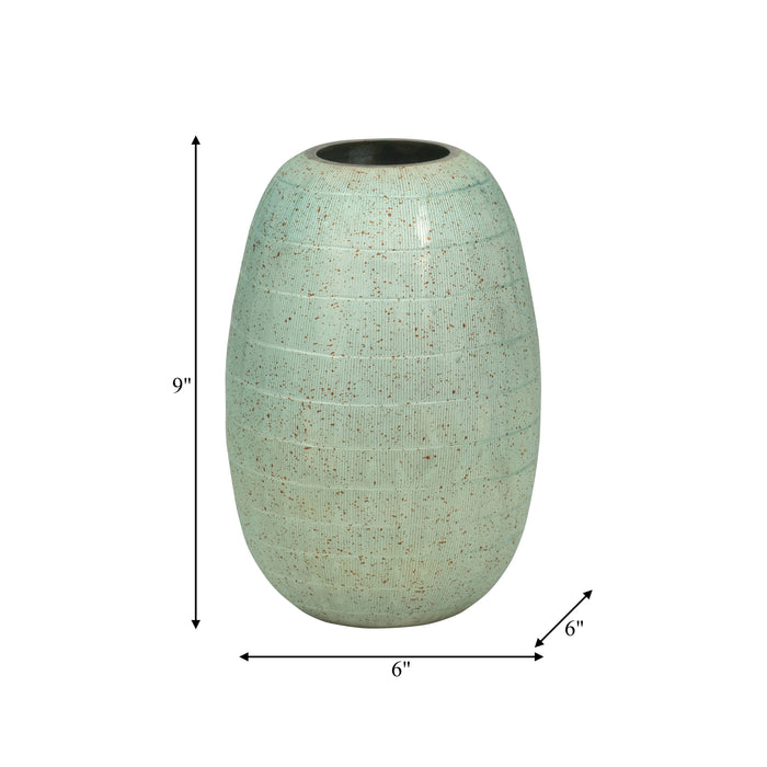 Serenity Glass 9\" Antique Band-Cut Vase - Blue 