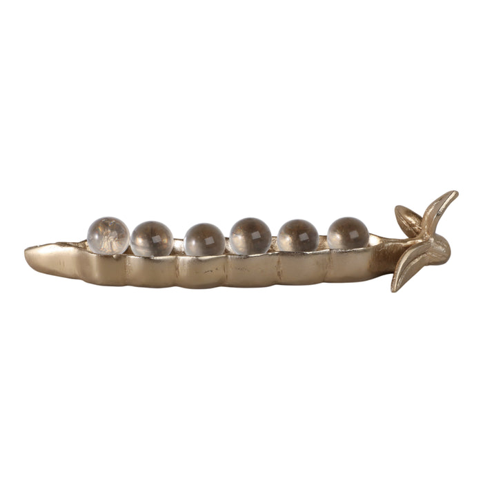 12\" Carrol Pea Pod Statuary - Gold 
