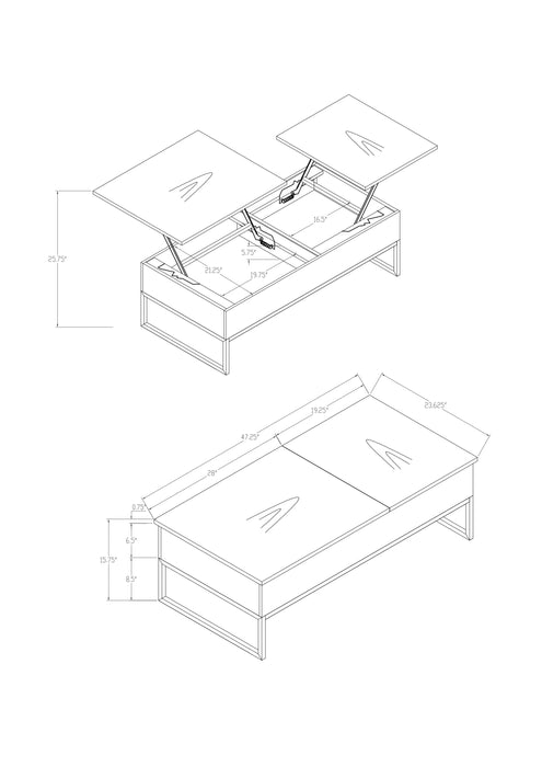 Echo Coffee Table with Lift Top - Grey  