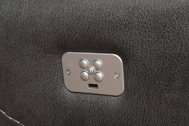 Floy 5-Piece Faux Suede Power Reclining Sectional with Power Headrests and USB Port - Grey