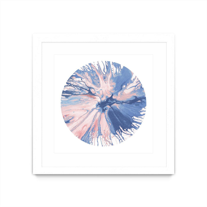 \"Spin Art 21\" Matted and Framed White 30x30 Wall Art