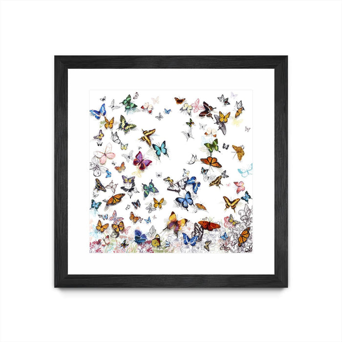 \"Papillon\" Matted and Framed Black 30x30 Wall Art