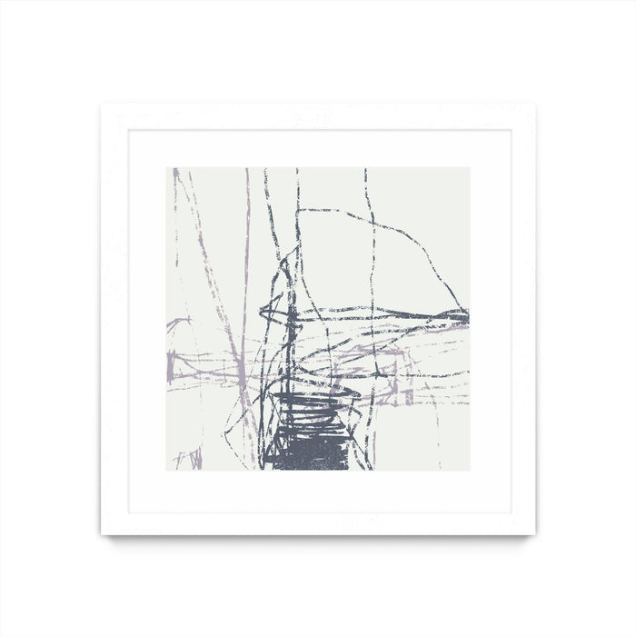 \"Chalk Doodles G\" Matted and Framed White 36x36 Wall Art