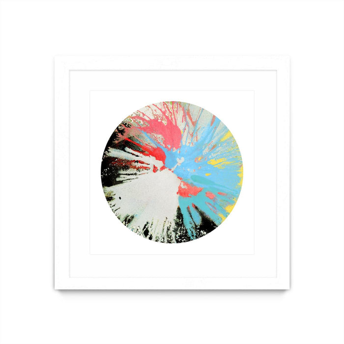 \"Spin Art 10\" Matted and Framed White 36x36 Wall Art
