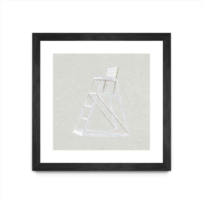 \"Serene Seaside Ii Tan\" Matted and Framed Black 36x36 Wall Art
