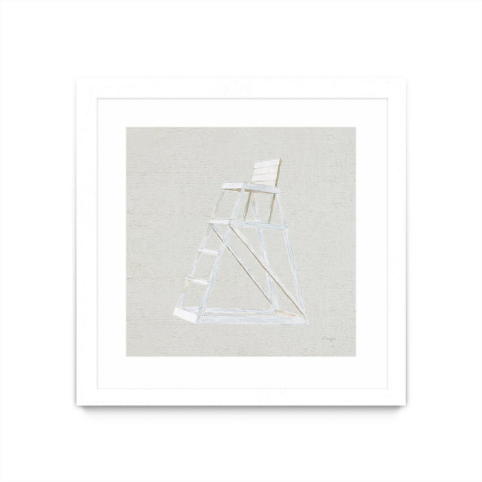 \"Serene Seaside Ii Tan\" Matted and Framed White 30x30 Wall Art