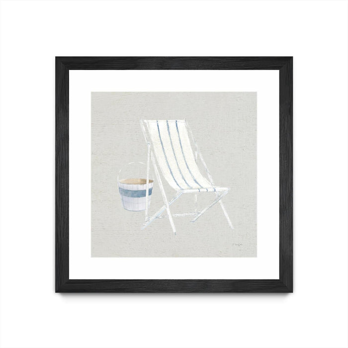\"Serene Seaside Iii Tan\" Matted and Framed Black 36x36 Wall Art
