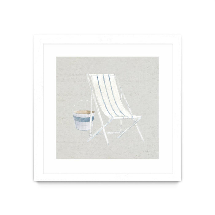 \"Serene Seaside Iii Tan\" Matted and Framed White 30x30 Wall Art