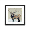 \"Winter Elk Neutral\" Matted and Framed Black 30x30 Wall Art