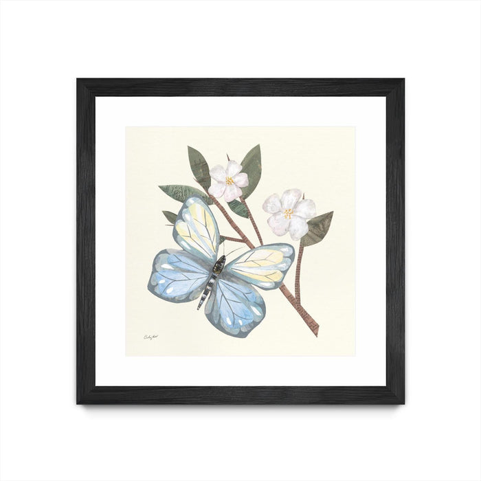 \"In The Garden Butterfly\" Matted and Framed Black 36x36 Wall Art