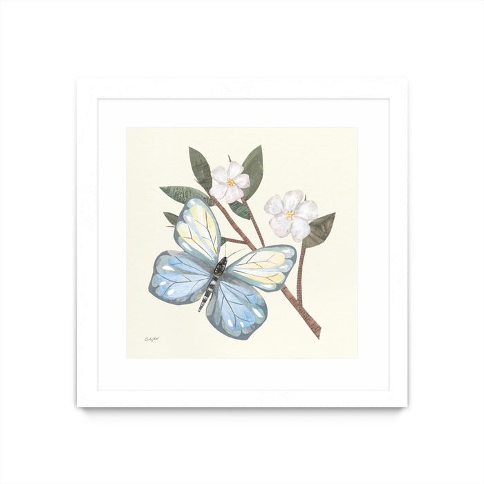 \"In The Garden Butterfly\" Matted and Framed White 36x36 Wall Art