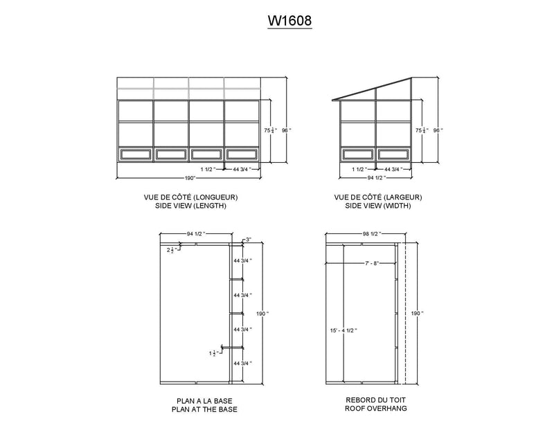 Gazebo Penguin Florence - Wall Mounted Solarium 8x16 Polycarbonate Roof