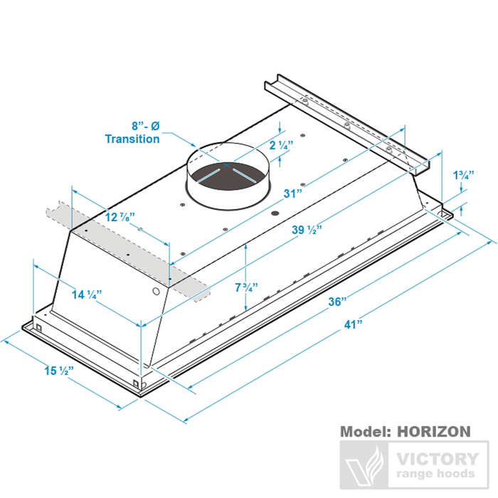 Victory Stainless Steel Flush Ceiling Mount Range Hood with LED Backlight - Horizon-Glow