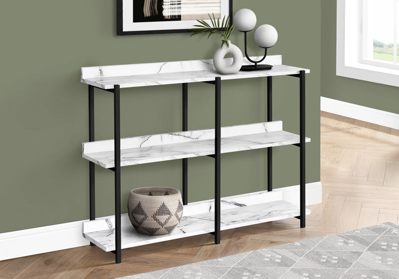 White Marble-Look and Black Console Table