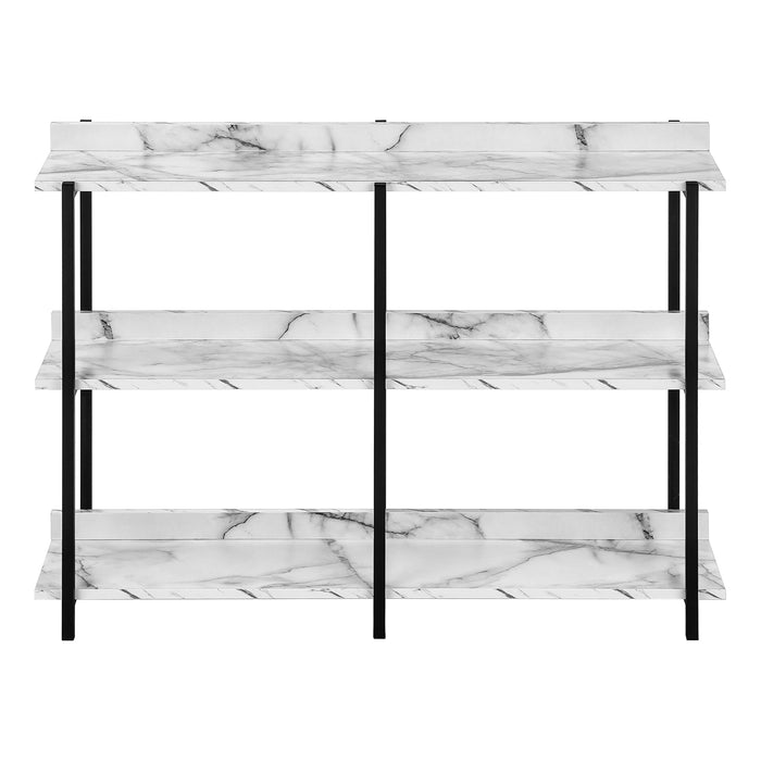 White Marble-Look and Black Console Table