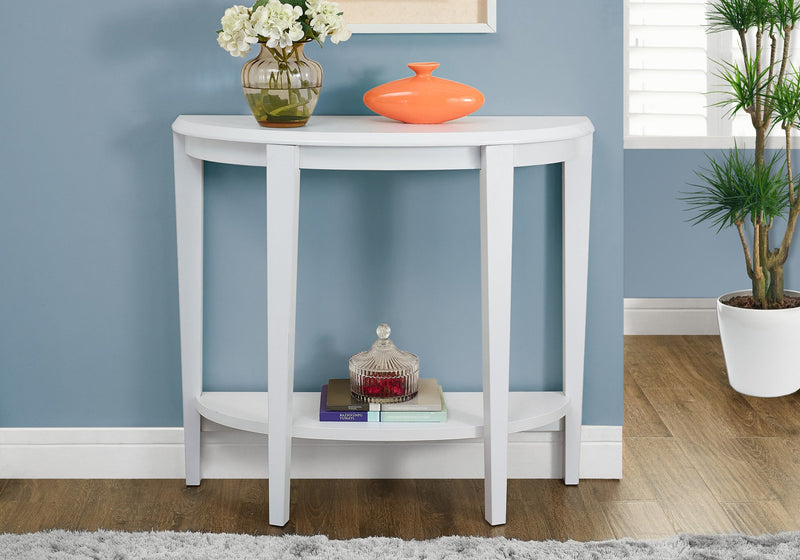 White Half-Moon Console Table