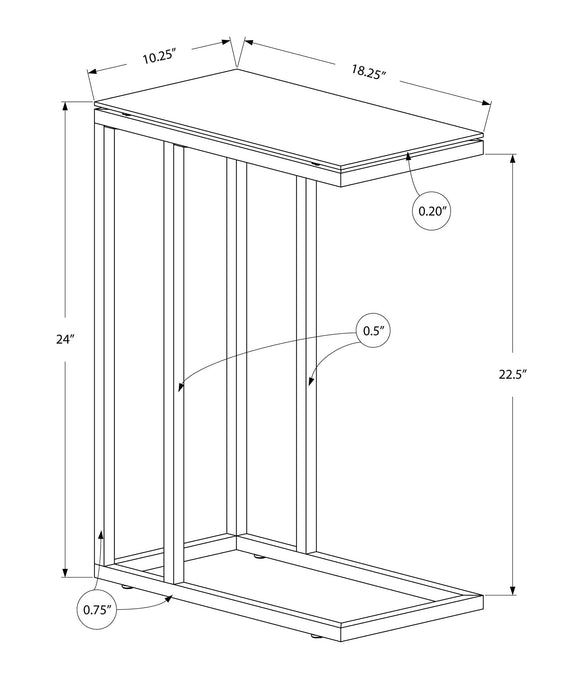 White Metal with Frosted Tempered Glass Accent Table