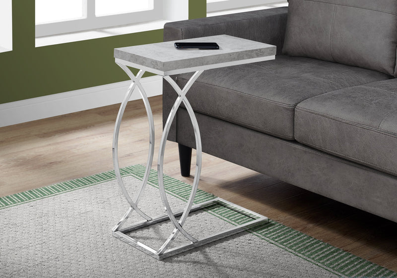 Grey Cement with Chrome Metal Accent Table