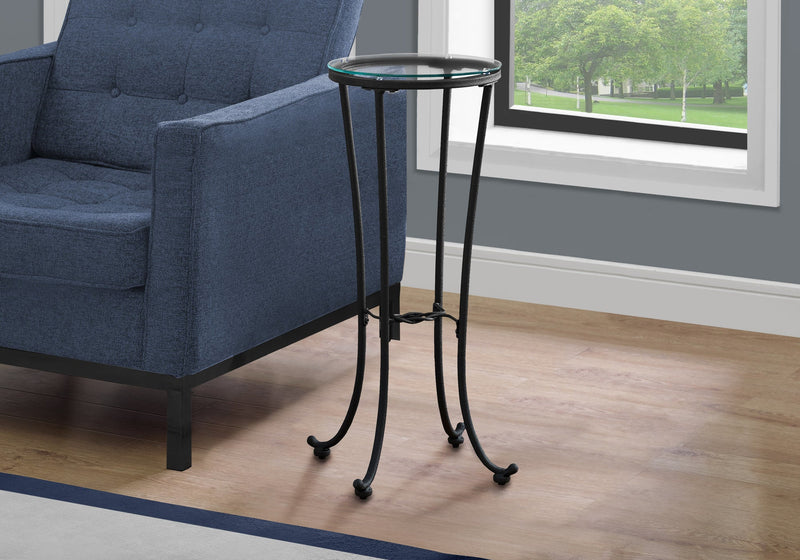 Hammered Black Metal with Tempered Glass Accent Table