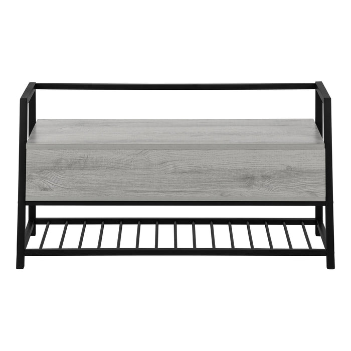 Grey Wood-Look and Black Metal Bench