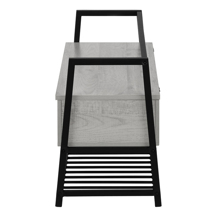Grey Wood-Look and Black Metal Bench