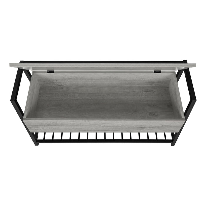 Grey Wood-Look and Black Metal Bench