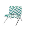 Teal Chevron Fabric and Chrome Metal Accent Chair