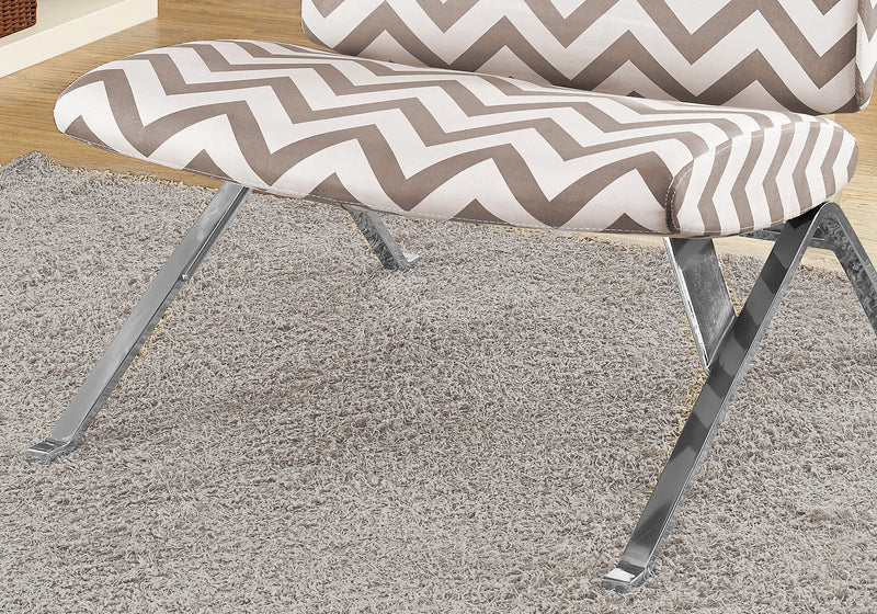 Dark Taupe Chevron with Chrome Metal Accent Chair