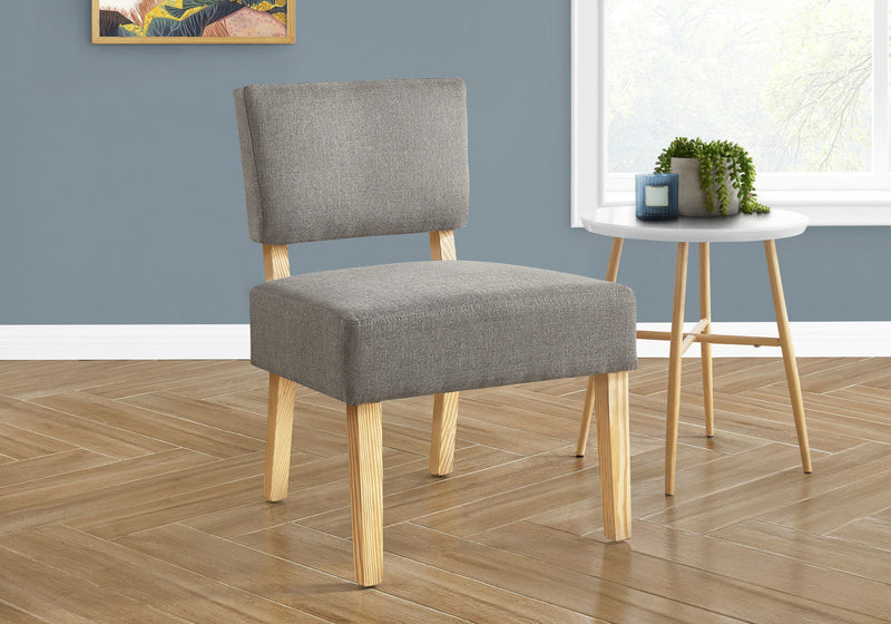 Accent Chair - Solid Wood Legs / Upholstered Armless Slipper Chair - 31"h - Light Grey Linen-look / Natural Accent Chair